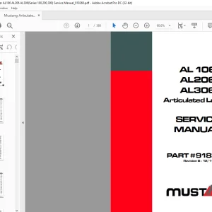 Mustang Articulated Loader AL106 AL206 AL306 Service Manual (918360) - PDF DOWNLOAD