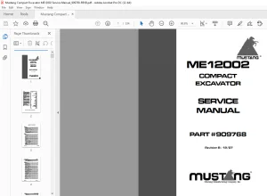 Mustang Compact Excavator ME12002 Service Manual (909768 ) -  PDF DOWNLOAD