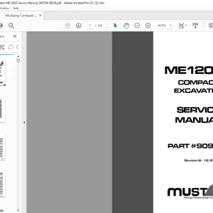Mustang Compact Excavator ME12002 Service Manual (909768 ) -  PDF DOWNLOAD