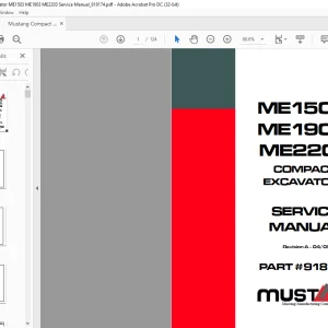 Mustang Compact Excavator ME1503 ME1903 ME2203 Service Manual (918174) - PDF DOWNLOAD