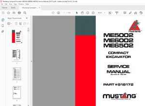 Mustang Compact Excavator ME5002 ME6002 ME6502 Service Manual_918172 - PDF DOWNLOAD