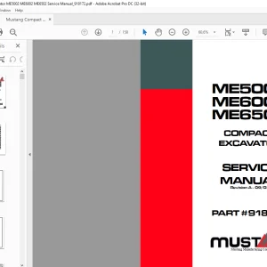 Mustang Compact Excavator ME5002 ME6002 ME6502 Service Manual_918172  - PDF DOWNLOAD