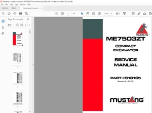 Mustang Compact Excavator ME7503ZT Service Manual_918165 -  PDF DOWNLOAD