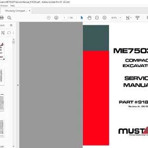 Mustang Compact Excavator ME7503ZT Service Manual_918165 -  PDF DOWNLOAD