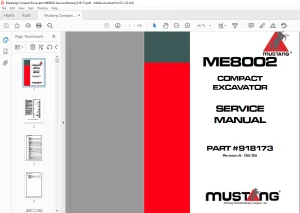 Mustang Compact Excavator ME8002 Service Manual(918173) - PDF DOWNLOAD