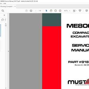 Mustang Compact Excavator ME8002 Service Manual(918173) - PDF DOWNLOAD