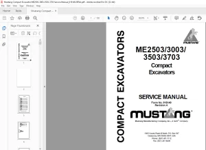 Mustang Compact Excavators ME2503 3003 3503 3703 Service Manual(918149) - PDF DOWNLOAD