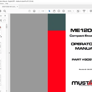 Mustang ME12002 Compact Excavator Operator’s Manual 909730 - PDF DOWNLOAD