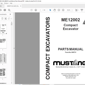 Mustang ME12002 Compact Excavator Parts Manual 909731 - PDF DOWNLOAD