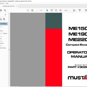 Mustang ME1503 ME1903 ME2203 Compact Excavator Operator’s Manual 909825 - PDF DOWNLOAD