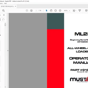 Mustang ML28 All Wheel Steer Loader Operator's Manual 918131 - PDF DOWNLOAD - PDF DOWNLOAD