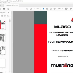 Mustang ML360 All Wheel Steer Loader Parts Manual 918292 - PDF DOWNLOAD