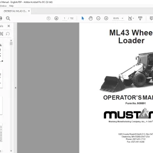 Mustang ML43 Wheel Loader Operator's Manual 909891 - PDF DOWNLOAD