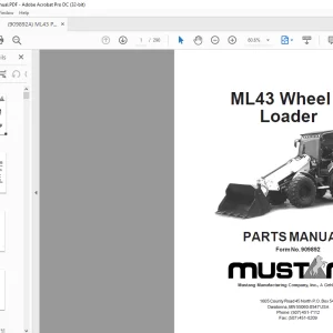 Mustang ML43 Wheel Loader Parts Manual 909892 - PDF DOWNLOAD