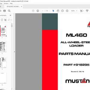 Mustang ML460 All Wheel Steer Loader Parts Manual 918295 - PDF DOWNLOAD