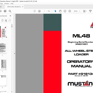 Mustang ML48 All Wheel Steer Loader Operator's Manual 918134 - PDF DOWNLOAD