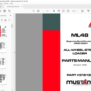 Mustang ML48 All Wheel Steer Loader Parts Manual 342010001 - PDF DOWNLOAD