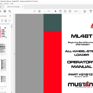 Mustang ML48T All Wheel Steer Loader Operator's Manual 918137 - PDF DOWNLOAD