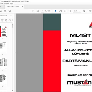 Mustang ML48T All Wheel Steer Loader Parts Manual 918138 - PDF DOWNLOAD