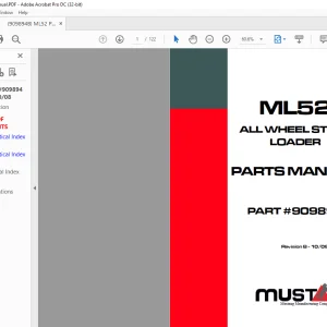 Mustang ML52 Wheel Steer Loader Parts Manual 909894 - PDF DOWNLOAD
