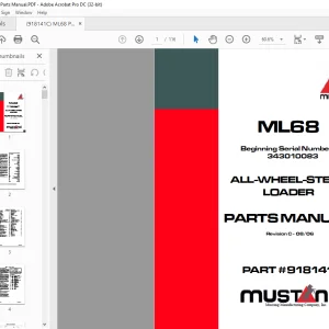 Mustang ML68 All Wheel Steer Loader Parts Manual 918141 - PDF DOWNLOAD