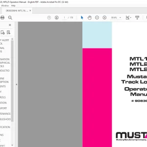 Mustang MTL16 MTL20 MTL25 Track Loader Operator’s Manual 908306 - PDF DOWNLOAD