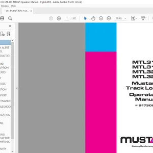 Mustang MTL312 MTL316 MTL320 MTL325 Track Loader Operator’s Manual 917300 - PDF DOWNLOAD