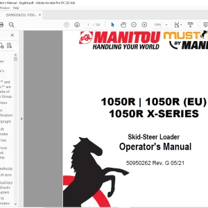 Mustang Manitou 1050R 1050R (EU) 1050R X-SERIES Skid-Steer Loader Operator’s Manual 50950262 - PDF DOWNLOAD