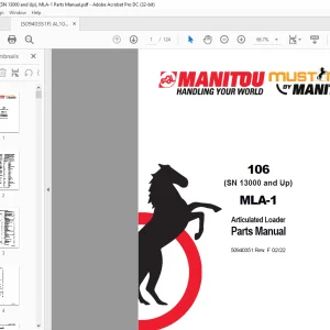 Mustang Manitou 106 MLA-1 Articulated Loader Parts Manual 50940351 - PDF DOWNLOAD