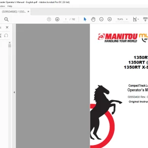 Mustang Manitou 1350RT 1350RT (EU) 1350RT X-Series Compact Track Loader Operator’s Manual 50950468 - PDF DOWNLOAD