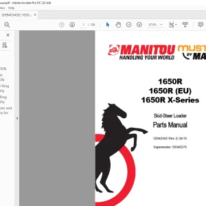 Mustang Manitou 1650R 1650R (EU) 1650R X-Series Skid-Steer Loader Parts Manual 50940345 - PDF DOWNLOAD