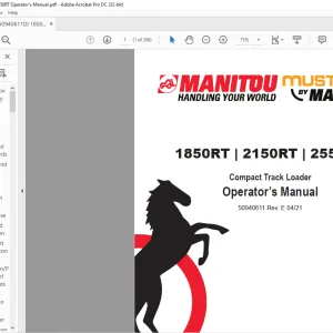 Mustang Manitou 1850RT 2150RT 2550RT Compact Track Loader Operator’s Manual 50940611 - PDF DOWNLOAD