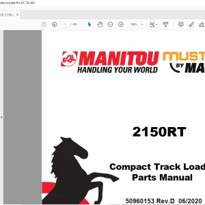 Mustang Manitou 2150RT Compact Track Loader Parts Manual 50960153 - PDF DOWNLOAD