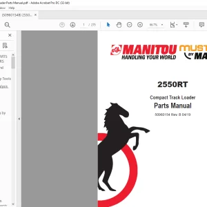 Mustang Manitou 2550RT Compact Track Loader Parts Manual 50960154 - PDF DOWNLOAD