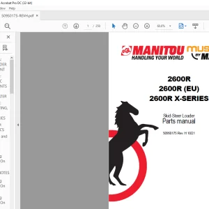 Mustang Manitou 2600R 2600R (EU) 2600R X-SERIES Skid-Steer Loader Parts manual 50950175 - PDF DOWNLOAD