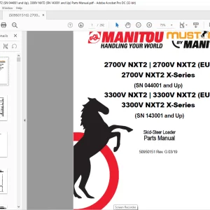 Mustang Manitou 2700V NXT2 2700V NXT2 (EU) 2700V NXT2 3300V NXT2 3300V NXT2 (EU) 3300V NXT2 X-Series Loader Parts Manual - PDF DOWNLOAD