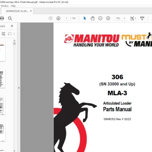 Mustang Manitou 306 MLA-3 Articulated Loader Parts Manual 50940352 - PDF DOWNLOAD