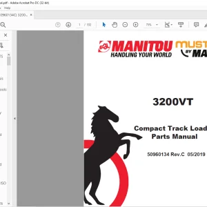 Mustang Manitou 3200VT Compact Track Loader Parts Manual 50960134 - PDF DOWNLOAD