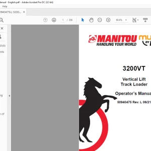 Mustang Manitou 3200VT Vertical Lift Track Loader Operator’s Manual 50940475 - PDF DOWNLOAD