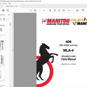 Mustang Manitou 406 MLA-4 Articulated Loader Parts Manual 50940353 - PDF DOWNLOAD