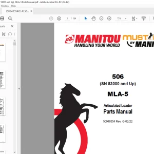 Mustang Manitou 506 MLA-5 Articulated Loader Parts Manual 50940354 - PDF DOWNLOAD