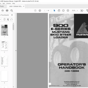 Mustang SKID STEER LOADER 900 E-Series OPERATOR'S HANDBOOK Manual(000-13956) - PDF DOWNLOAD
