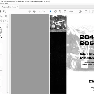 Mustang Skid Steer Loader 2040 2050 Service Manual (001-49966) - PDF DOWNLOAD