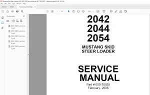 Mustang Skid Steer Loader 2042 2044 2054 Service Manual(000-78025) - PDF DOWNLOAD