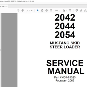 Mustang Skid Steer Loader 2042 2044 2054 Service Manual(000-78025) - PDF DOWNLOAD