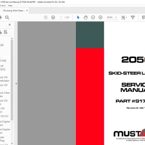 Mustang Skid Steer Loader 2056 Service Manual (917438) - PDF DOWNLOAD
