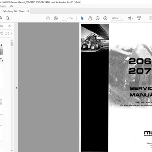 Mustang Skid Steer Loader 2060 2070 Service Manual (001-69975) - PDF DOWNLOAD