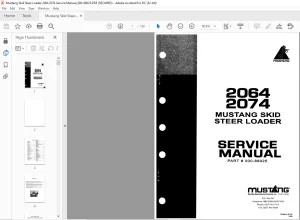 Mustang Skid Steer Loader 2064 2074 Service Manual(000-88025) -  PDF DOWNLOAD