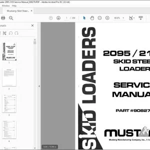 Mustang Skid Steer Loader 2095 2105 Service Manual (908278) -  PDF DOWNLOAD