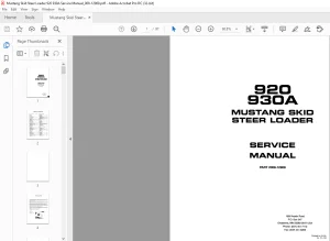 Mustang Skid Steer Loader 920 930A Service Manual (008-12909)  - PDF DOWNLOAD
